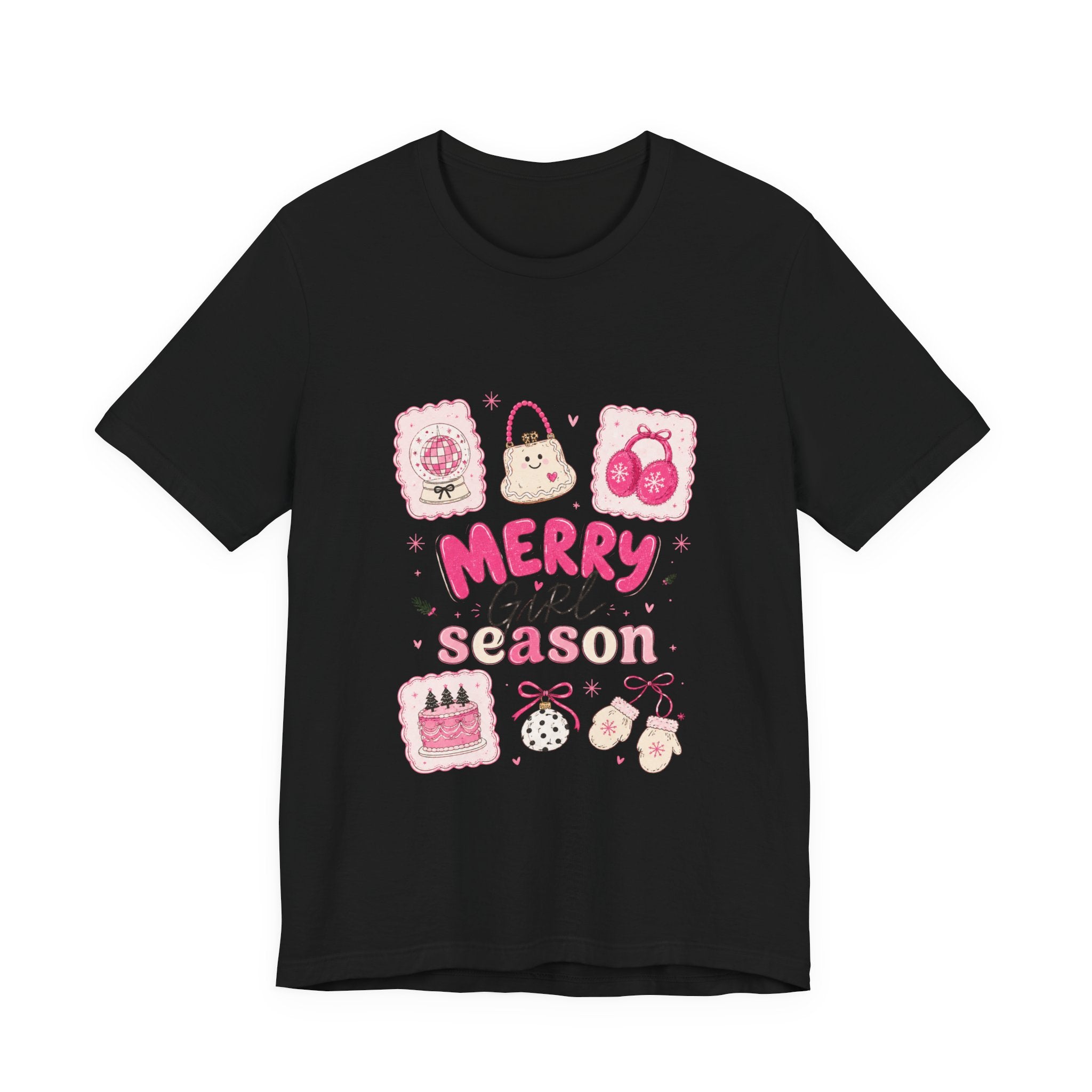 Merry Girl Season Tee — Cute Pink Holiday Graphic T-Shirt
