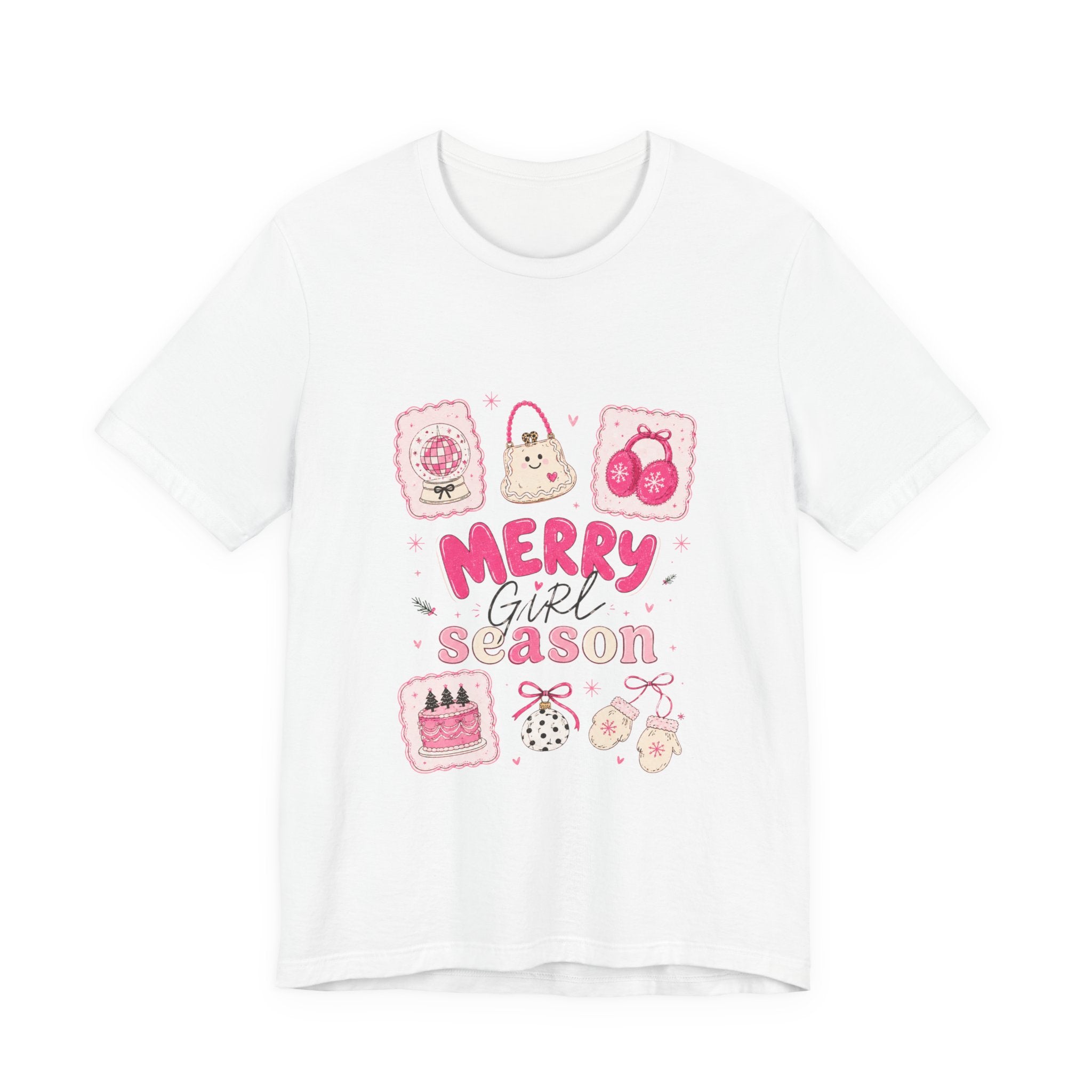 Merry Girl Season Tee — Cute Pink Holiday Graphic T-Shirt