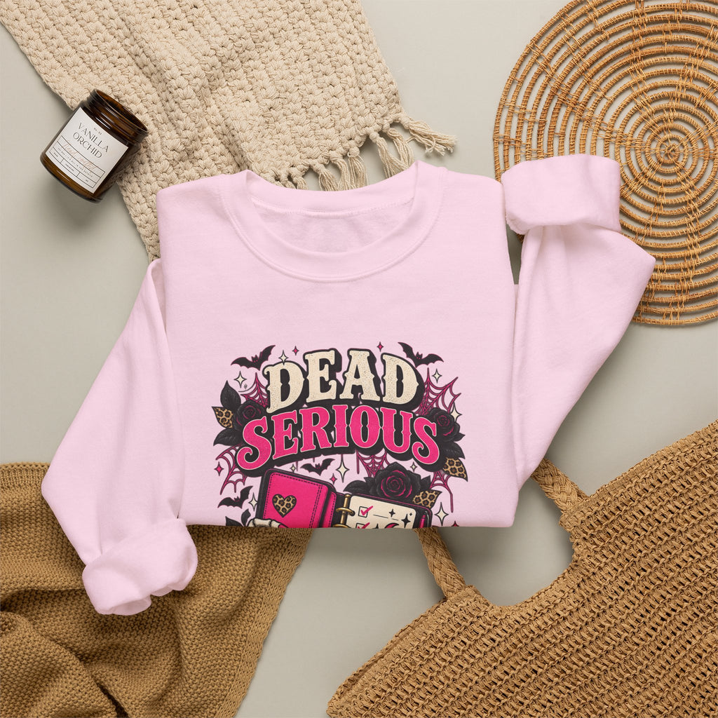 Crewneck Sweatshirt — "Dead Serious About My Dreams" Retro Skull Graphic