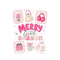 Merry Girl Season Christmas Sticker Sheet — Pink Holiday Kiss-Cut Stickers