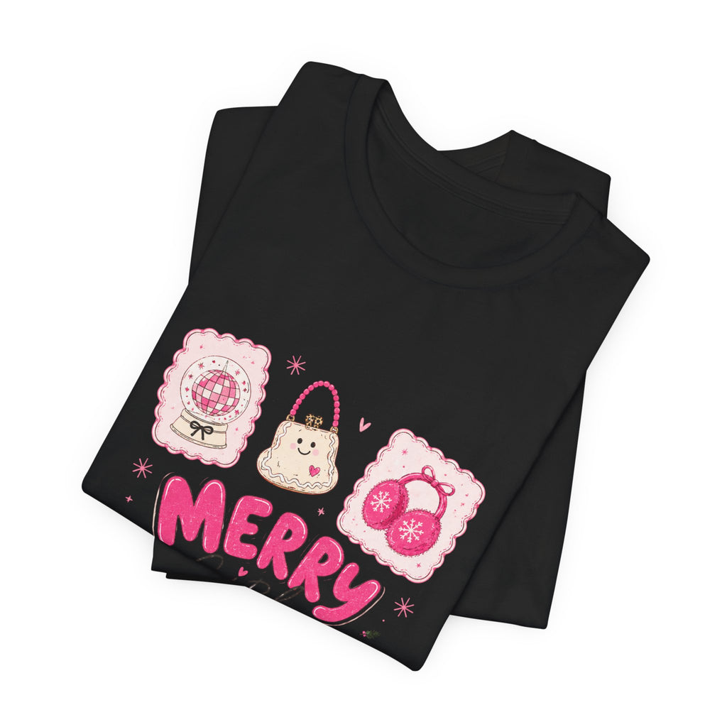 Merry Girl Season Tee — Cute Pink Holiday Graphic T-Shirt