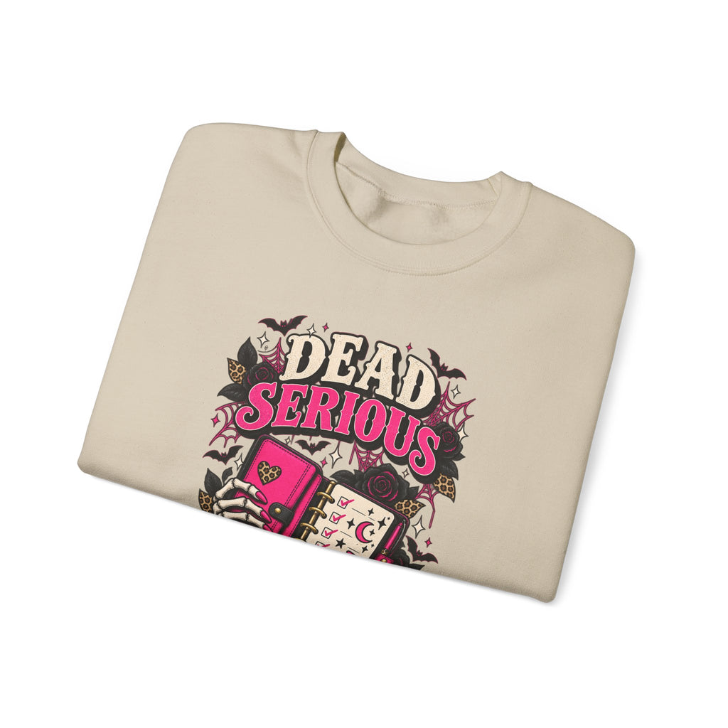 Crewneck Sweatshirt — "Dead Serious About My Dreams" Retro Skull Graphic