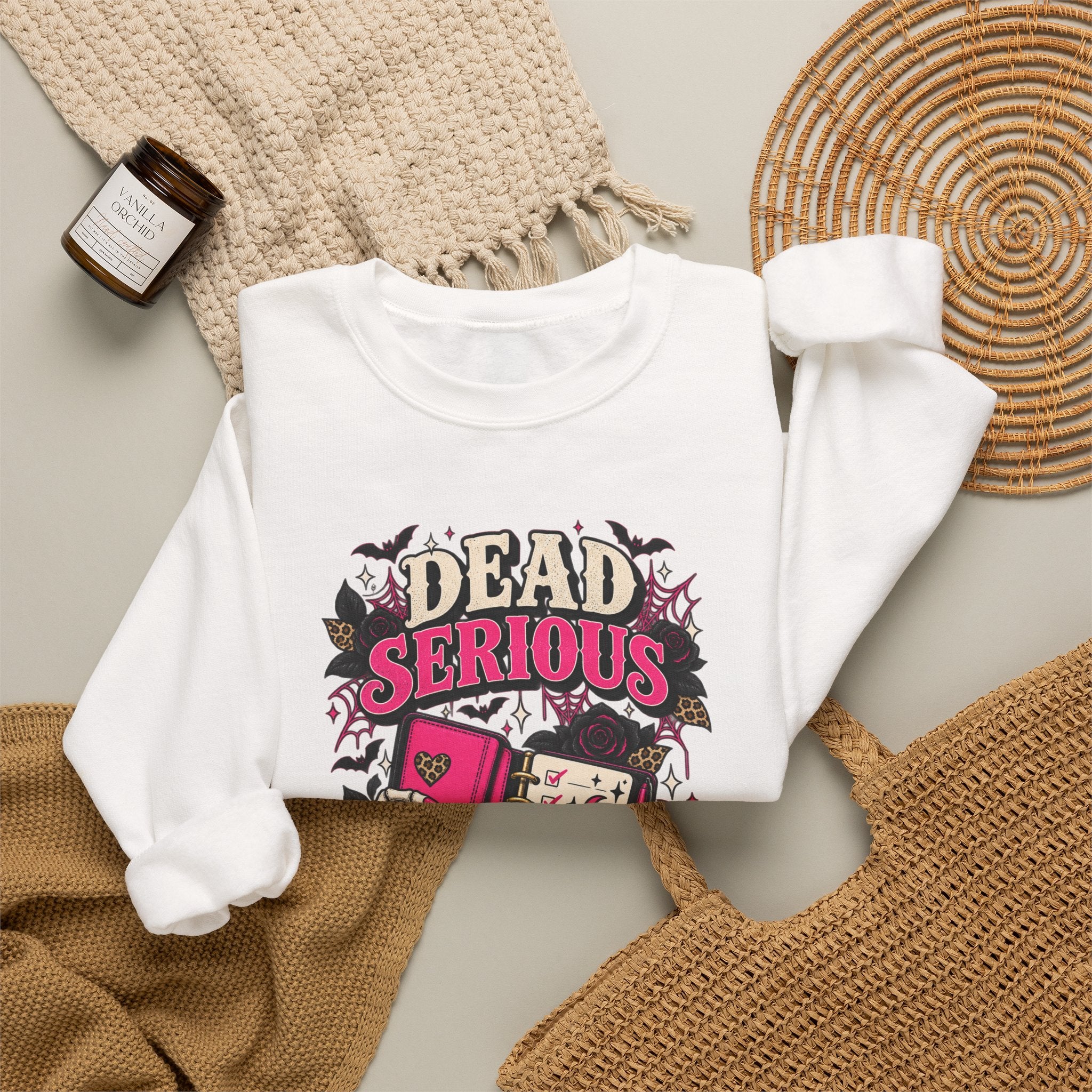 Sweatshirt — "Dead Serious About My Dreams" Retro Skull Graphic Crewneck