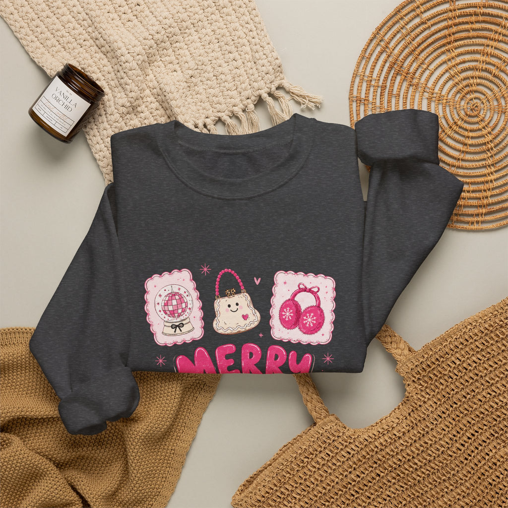 Merry Girl Season Sweatshirt – Cute Pink Holiday Crewneck