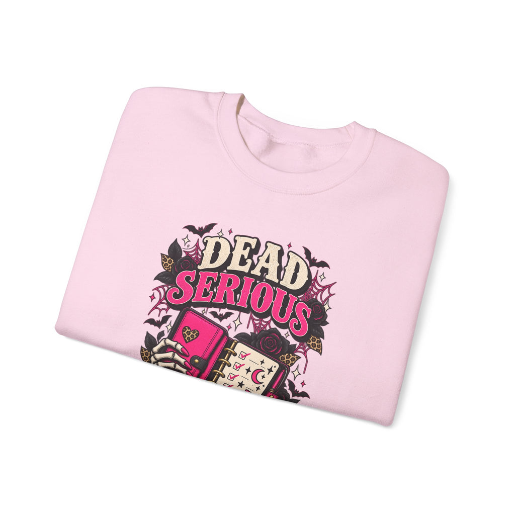 Crewneck Sweatshirt — "Dead Serious About My Dreams" Retro Skull Graphic