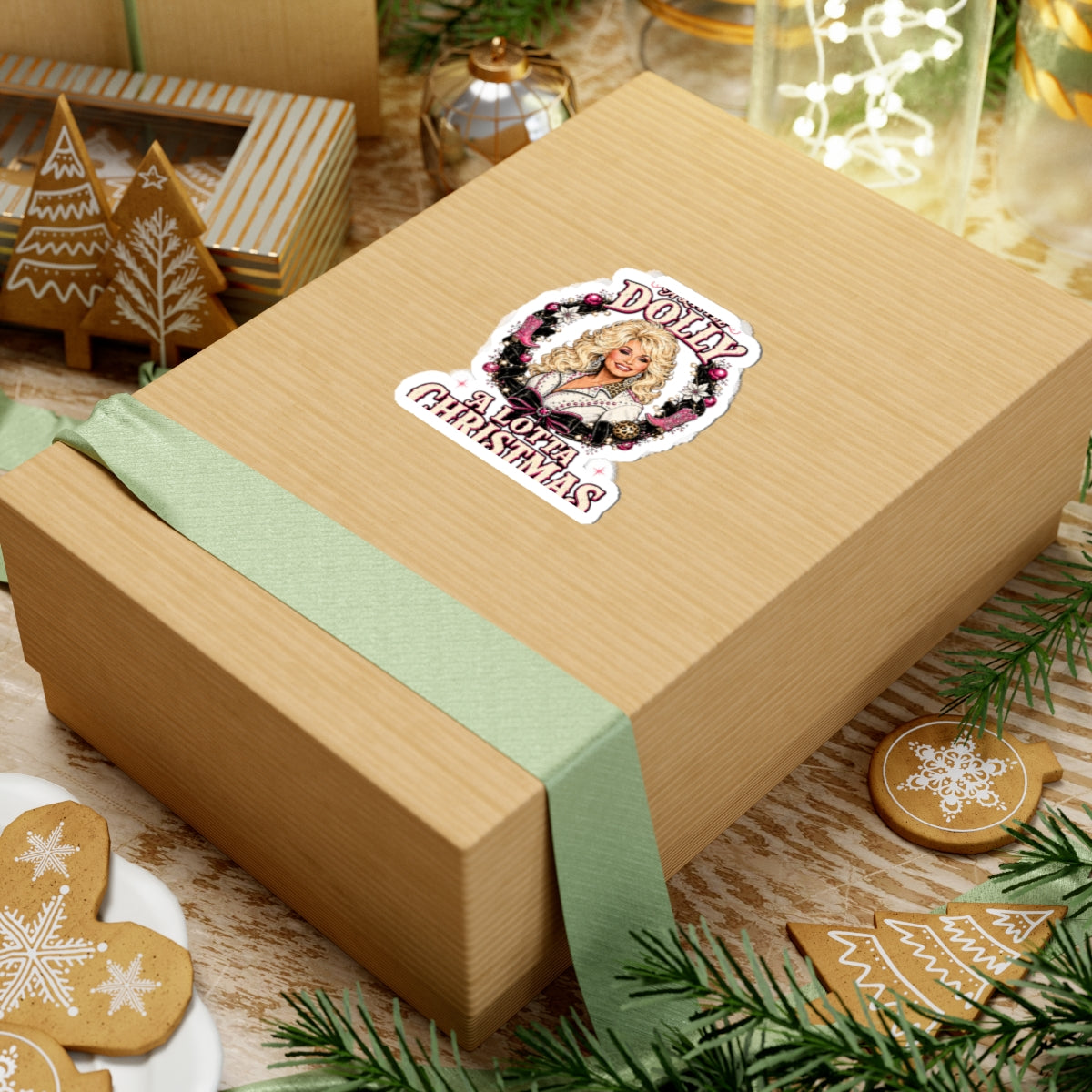 Sticker — 'Dolly A Lotta Christmas' Holiday Kiss-Cut Sticker