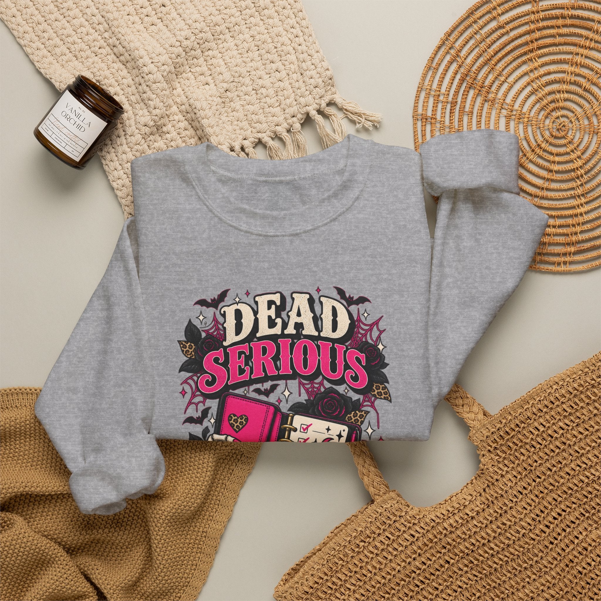 Sweatshirt — "Dead Serious About My Dreams" Retro Skull Graphic Crewneck