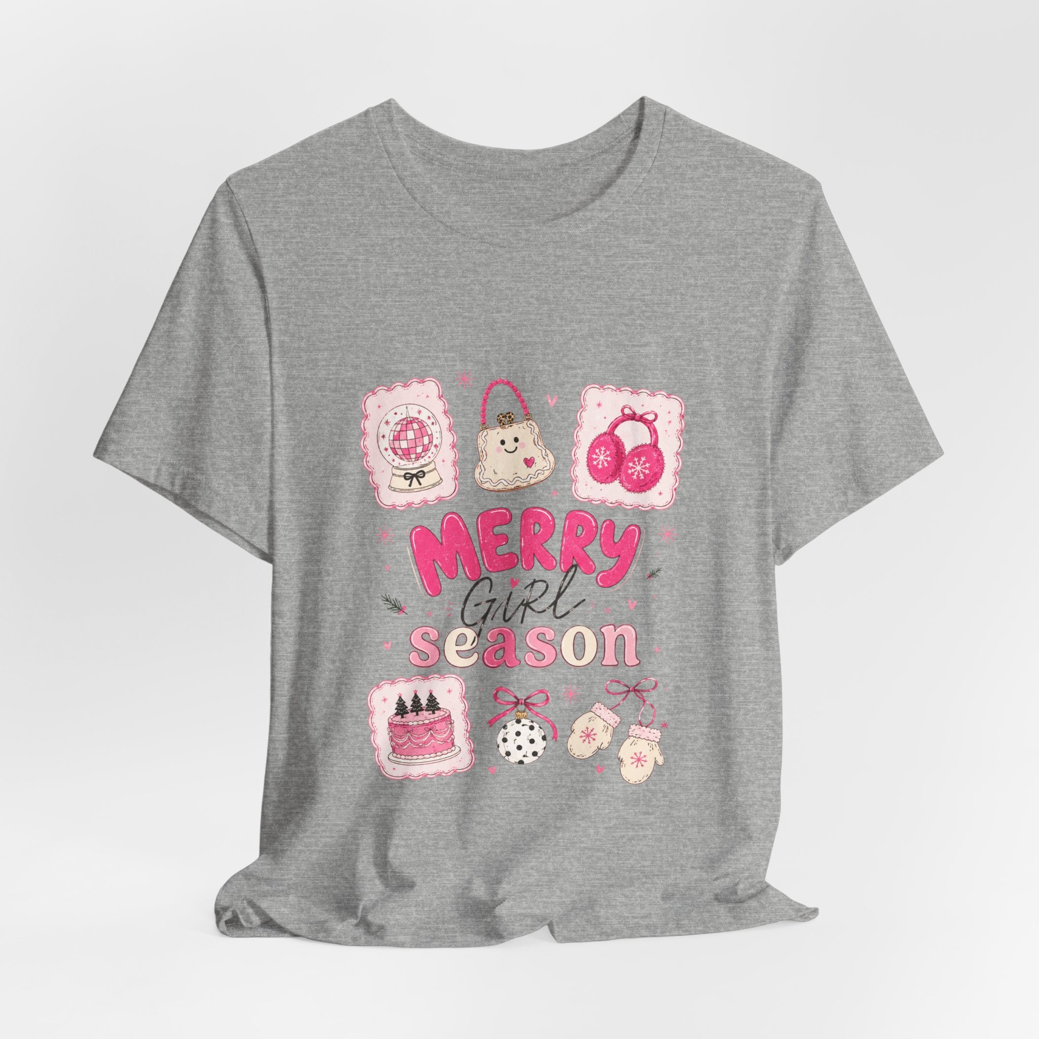 Merry Girl Season Tee — Cute Pink Holiday Graphic T-Shirt