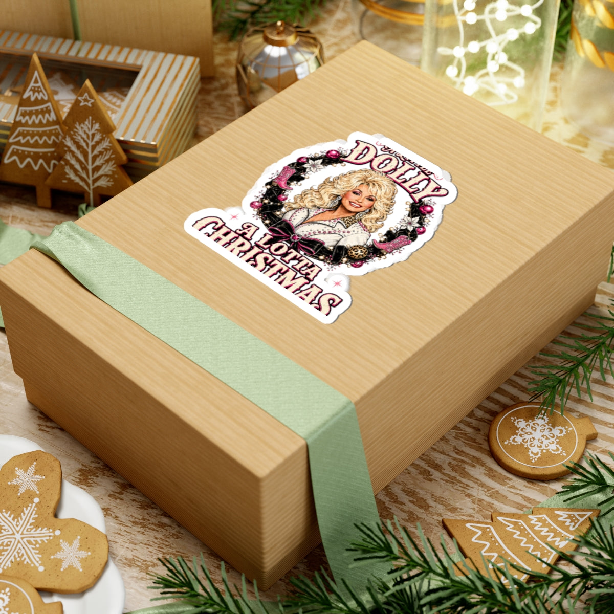 Sticker — 'Dolly A Lotta Christmas' Holiday Kiss-Cut Sticker