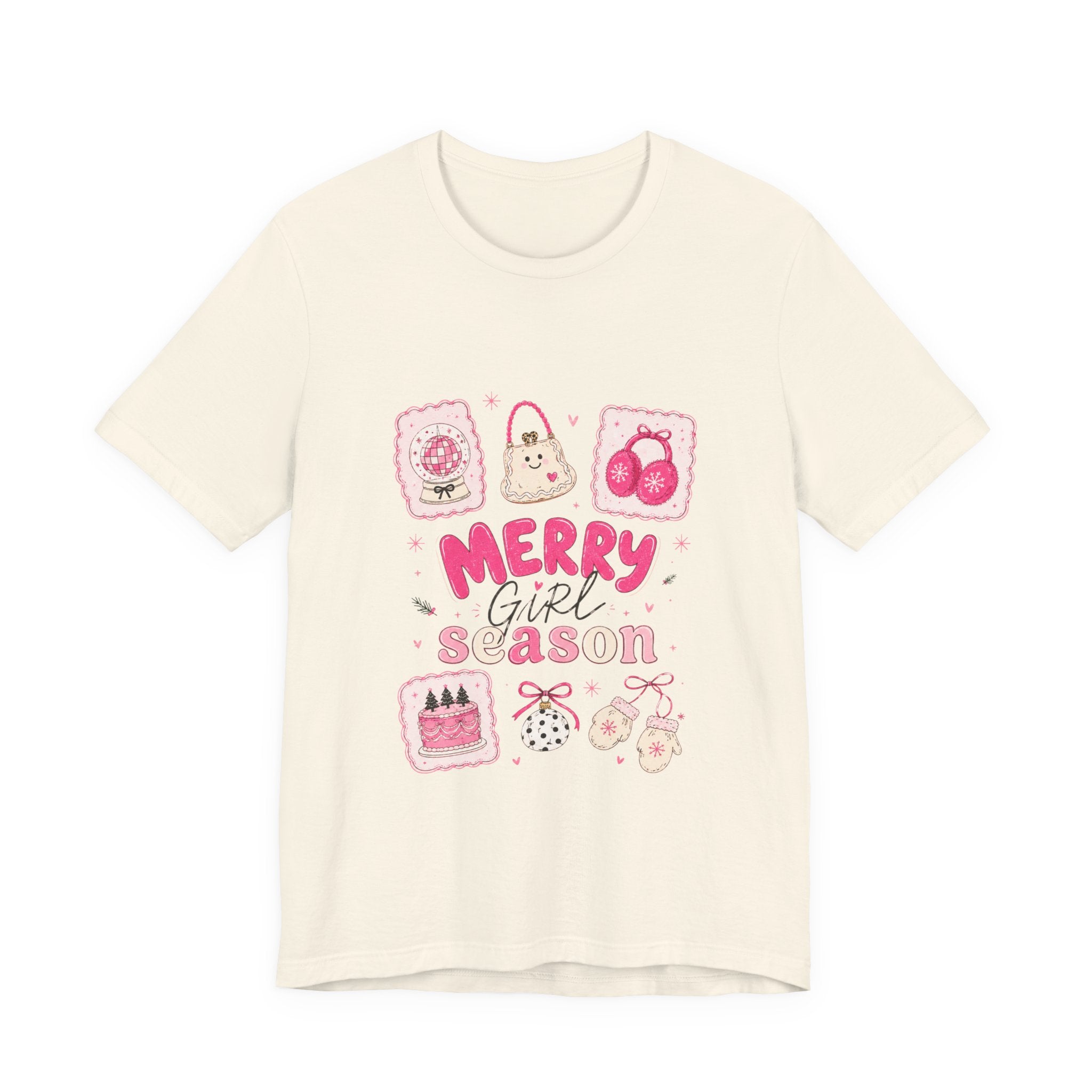 Merry Girl Season Tee — Cute Pink Holiday Graphic T-Shirt