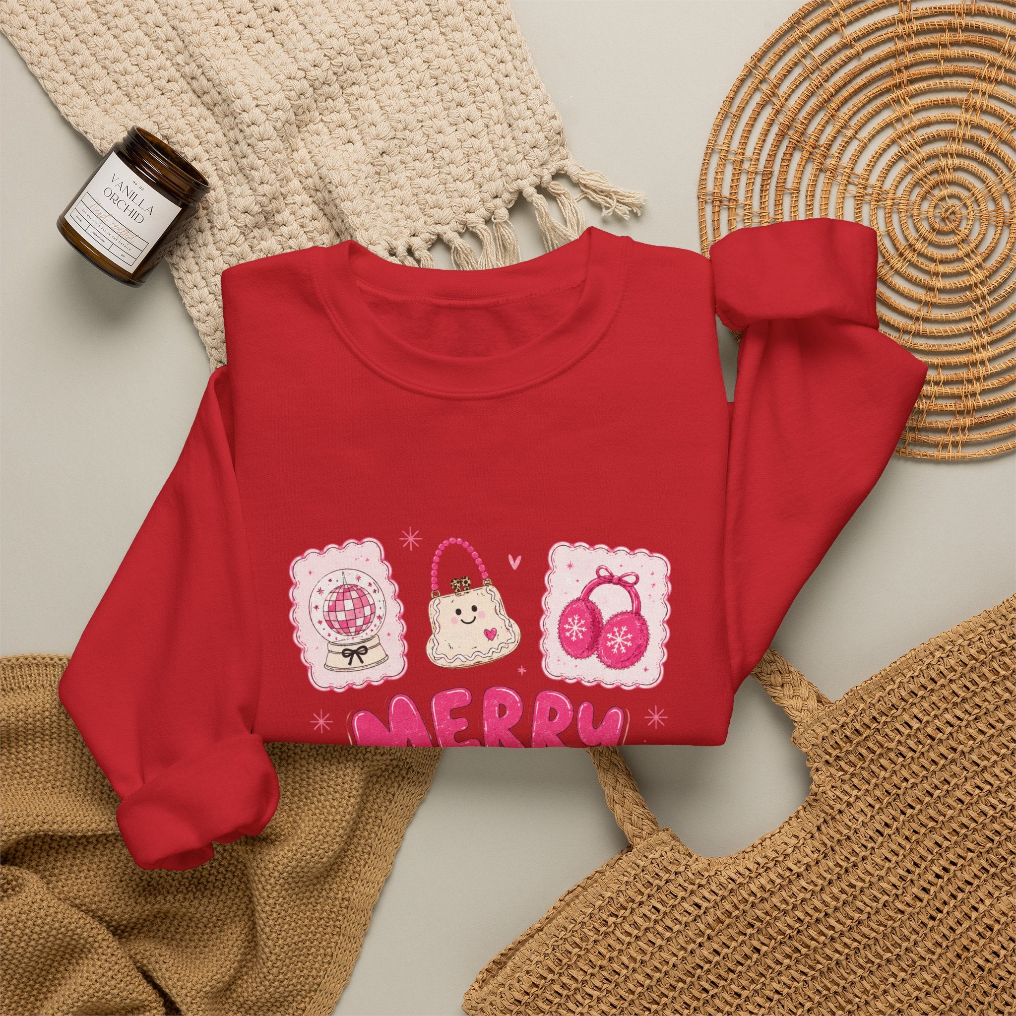 Merry Girl Season Sweatshirt – Cute Pink Holiday Crewneck
