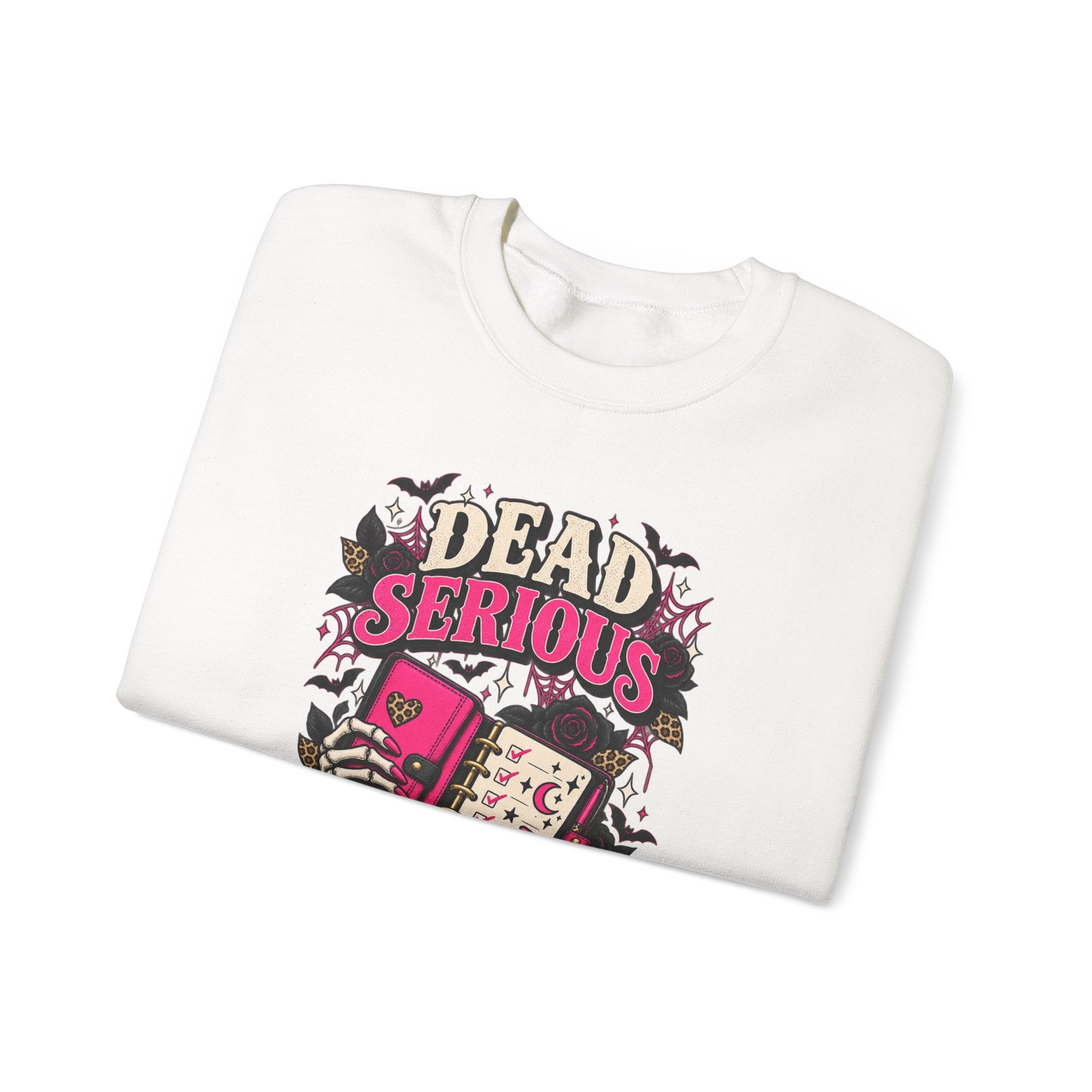 Crewneck Sweatshirt — "Dead Serious About My Dreams" Retro Skull Graphic