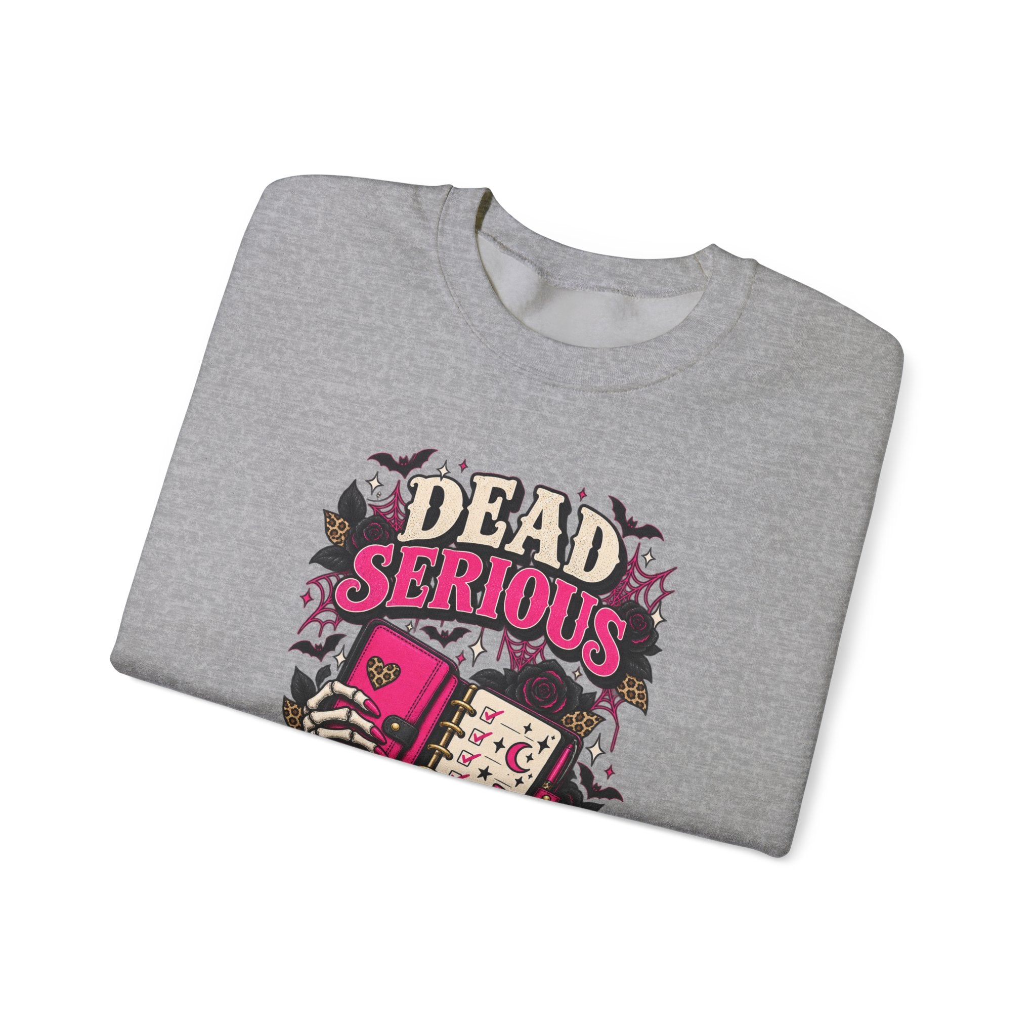 Crewneck Sweatshirt — "Dead Serious About My Dreams" Retro Skull Graphic