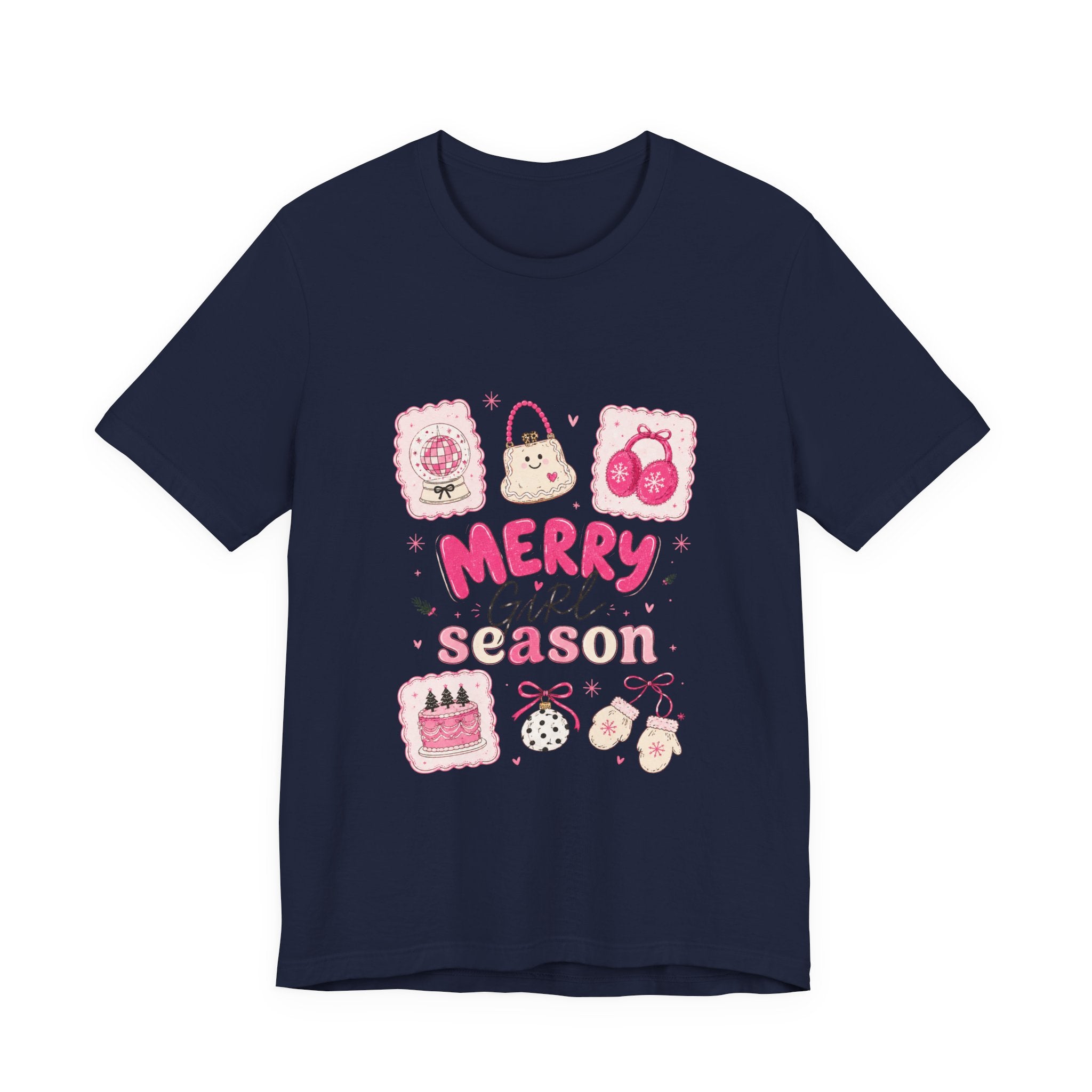 Merry Girl Season Tee — Cute Pink Holiday Graphic T-Shirt