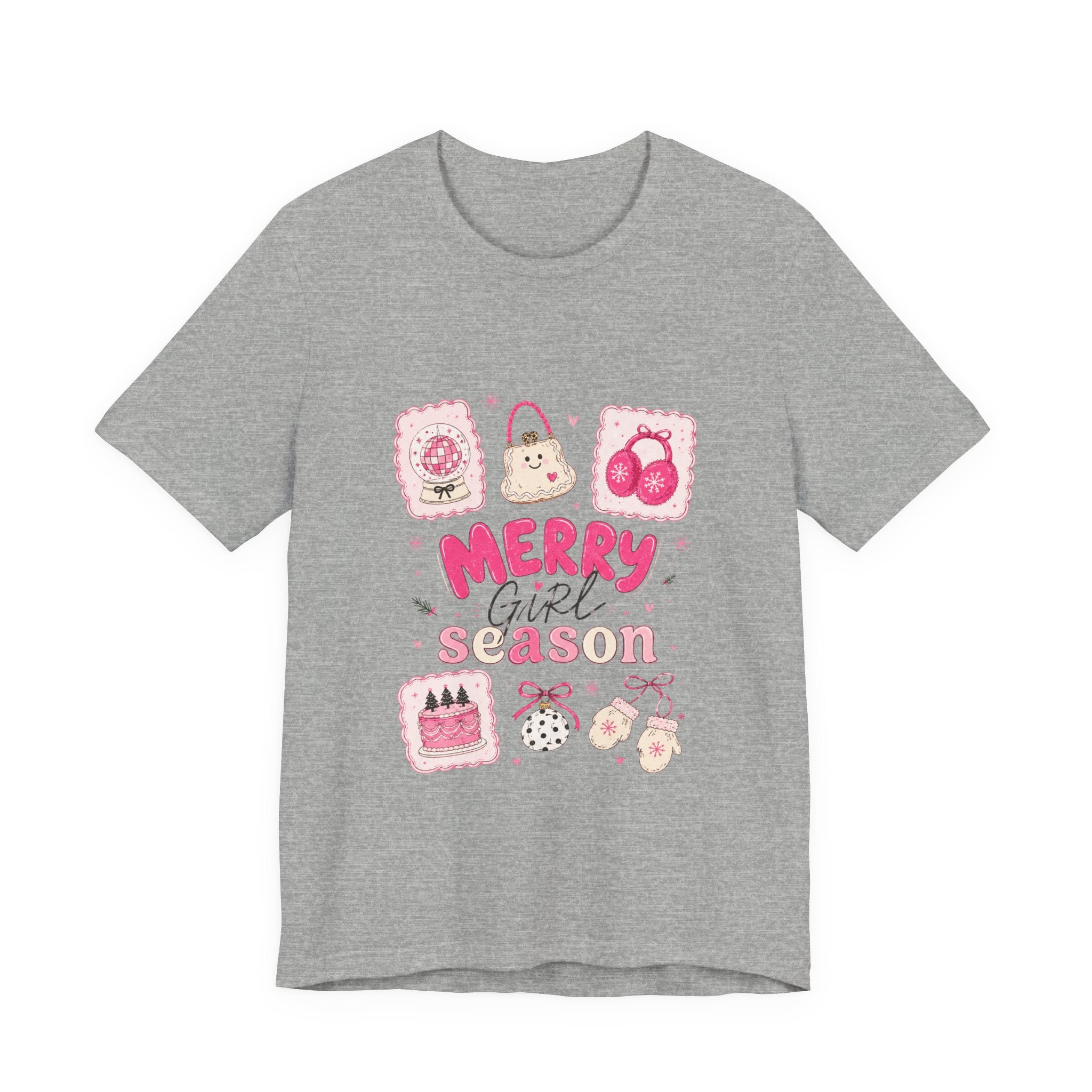 Merry Girl Season Tee — Cute Pink Holiday Graphic T-Shirt