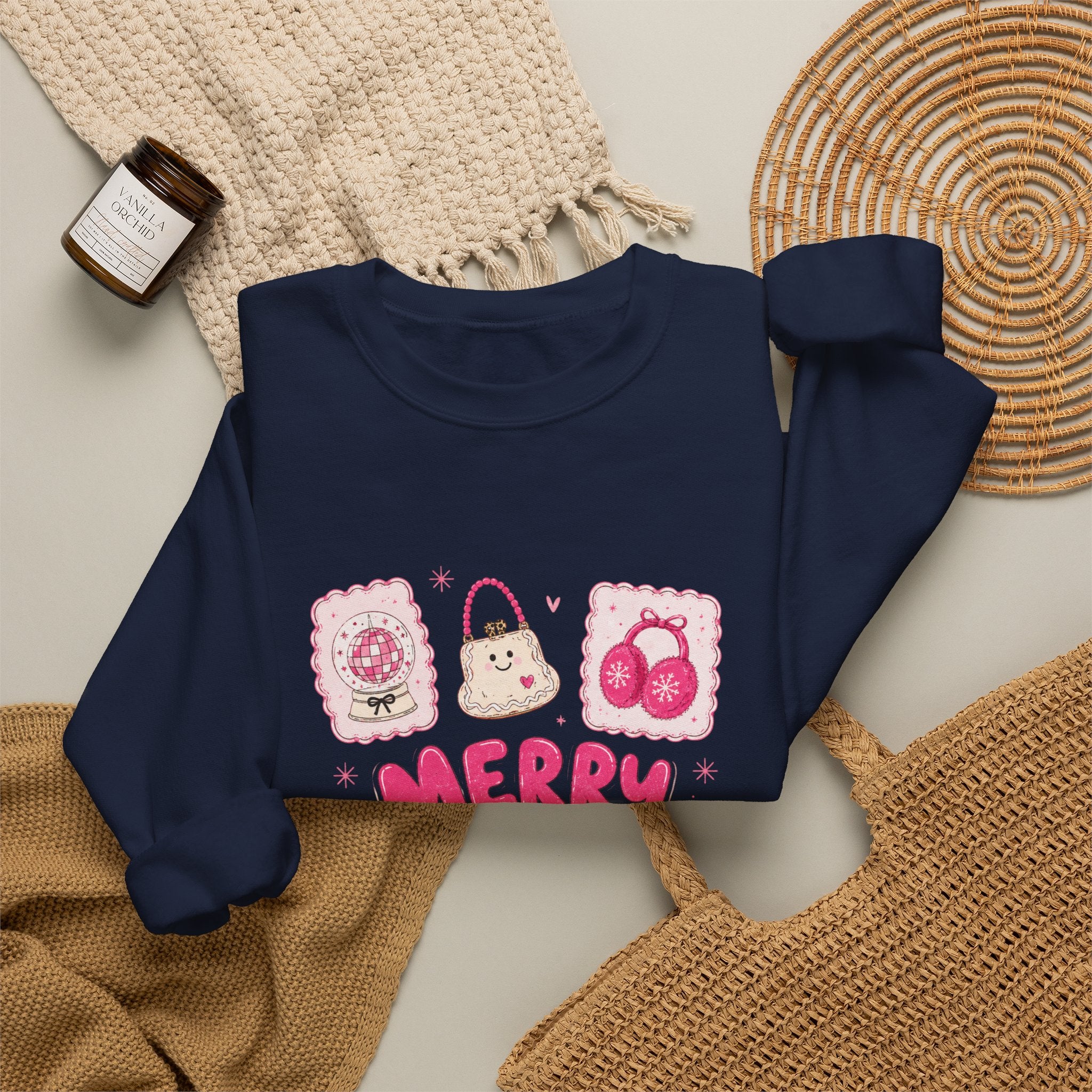 Merry Girl Season Sweatshirt – Cute Pink Holiday Crewneck